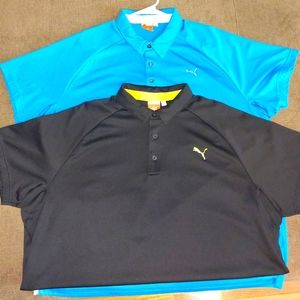 2- Men's Puma XXL Sport Lifestyle Polo Shirts Golf Blue/Black